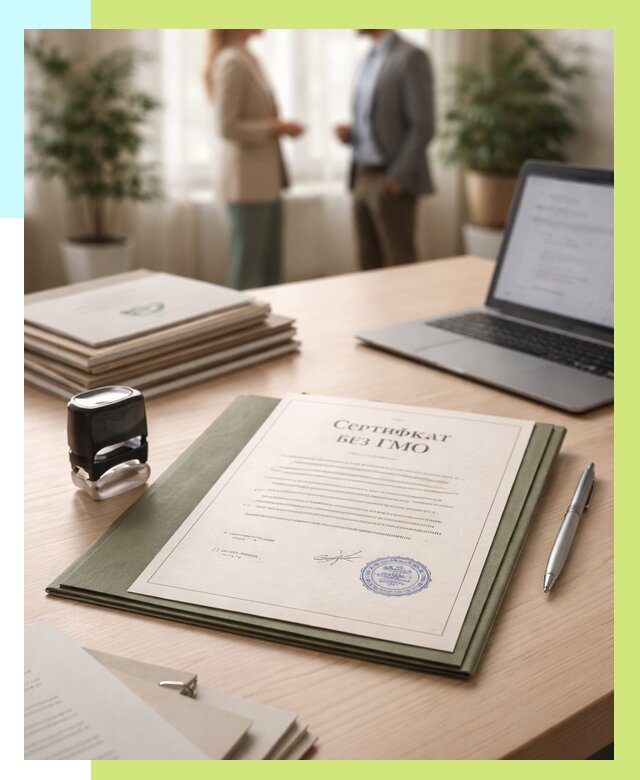 Сертификат без ГМО в Мариинске от 7649 р. оформить срочно Алешин-Мрн